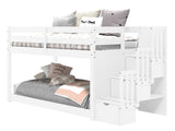 Attaching the underbed to the legs of the loft bed creates a low twin over twin bunk bed Attaching the underbed to the legs of the loft bed creates a low twin over twin bunk bed