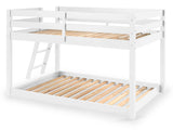 Attaching the underbed to the legs of the loft bed creates a low twin over twin bunk bed Attaching the underbed to the legs of the loft bed creates a low twin over twin bunk bed