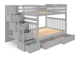 Full over Full  Bunk Bed Gray with 4 Step Stairway and 2 Drawers Full over Full  Bunk Bed Gray with 4 Step Stairway and 2 Drawers