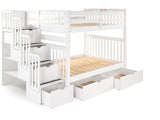 Full over Full  Bunk Bed White with 4 Step Stairway and 2 Drawers Full over Full  Bunk Bed White with 4 Step Stairway and 2 Drawers