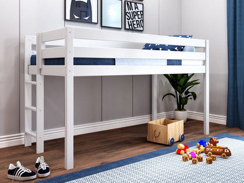 OPEN BOX SALE Twin Low Loft Bed with Ladder, White