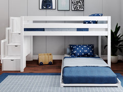Twin Low Loft  Bed with Stairway and Twin Under Bed $599