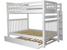 Full over Full Bunk Bed End Ladder White and Full Trundle