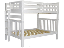 Full over Full Bunk Bed White with End Ladder  