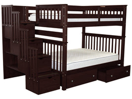 Bunk Bed Full over Full Stairway Dark Cherry with 2 Extra Drawers for only $948