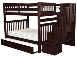 Bunk Bed Full over Full Stairway Dark Cherry with Full Trundle for only $948