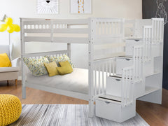 This Full over Full Stairway Bunk Bed in White will look great in your home