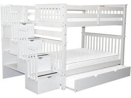 Bunk Bed Full over Full Stairway White with Trundle for only $1248