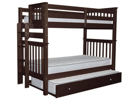 Bunk Bed Tall Twin over Twin End Ladder Dark Cherry with Trundle for only $639