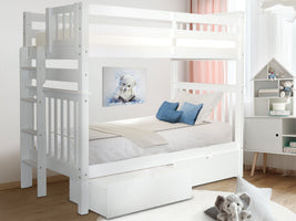 Bunk Bed Tall Twin over Twin End Ladder White with Drawers for only $529