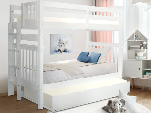 Bunk Beds Tall Twin over Twin + Trundle, White