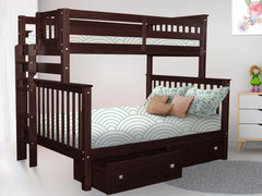 Enhance your kids bedroom with this Twin over Full Bunk Bed with End Ladder and 2 Under Bed Drawers in Dark Cherry