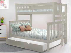  Enhance your kids bedroom with this Twin over Full Bunk Bed with End Ladder and a Full Trundle in Gray