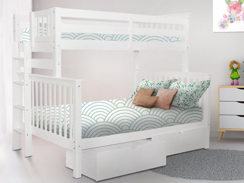Bunk Beds Twin over Full + 2 Drawers, White