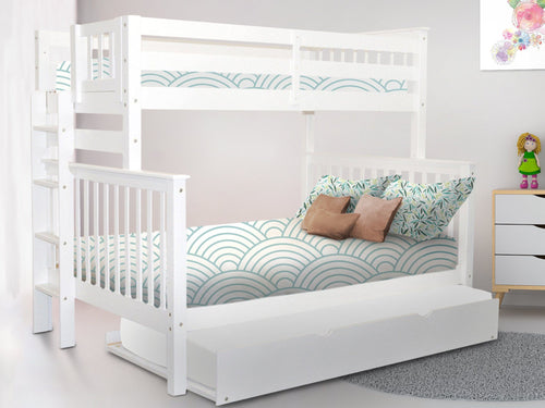 Bunk Beds Twin over Full + Twin Trundle, White