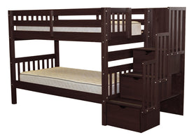 Bunk Bed Twin over Twin Stairway Dark Cherry for only $699