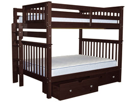 Bunk Beds Full over Full End Ladder Dark Cherry with Drawers for only $829