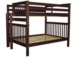 Full over Full Bunk Bed Dark Cherry with End Ladder