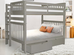 This Full over Full End Ladder Bunk Bed with 2 Under Bed Drawers in Gray will look great in your home