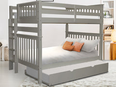 This Full over Full End Ladder Bunk Bed with a Twin Trundle in Gray will look great in your home