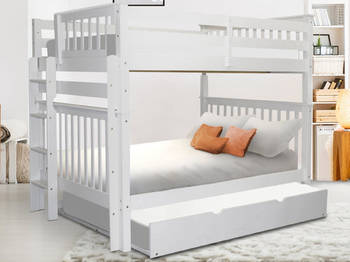 Bunk Beds Full over Full + Full Trundle, White