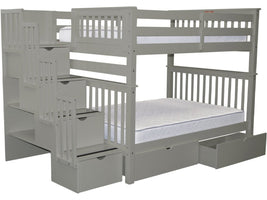 Bunk Bed Full over Full Stairway Gray with Drawers for only $1098
