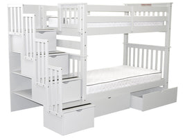 Bunk Bed Tall Twin over Twin Stairway White with Drawers for only $995