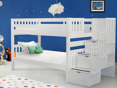 Bunk Bed Twin over Twin Stairway White for only $649