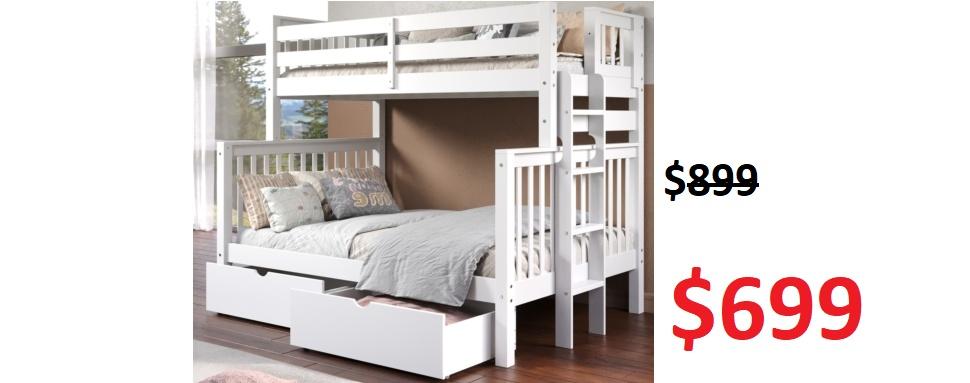 Full over Full Bunk Beds with Drawers