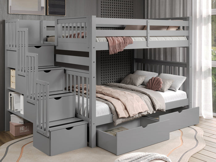 Full over Full Stairway Bunk Beds
