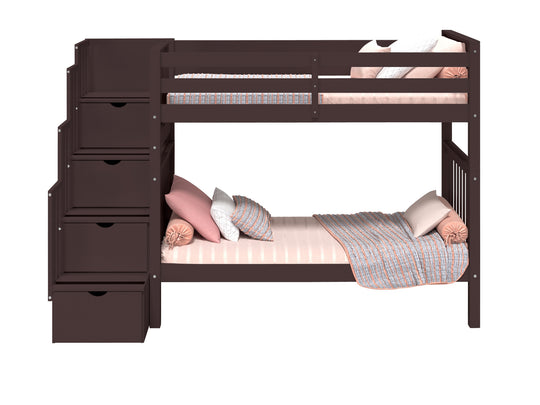 Traditional dark cherry stained finish detail on the BK161 bunk bed