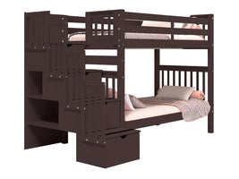 Bunk Bed Tall Twin over Twin Stairway Dark Cherry for only $598