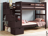 This Tall Twin over Twin Stairway Bunk Bed in Dark Cherry will look great in your Home