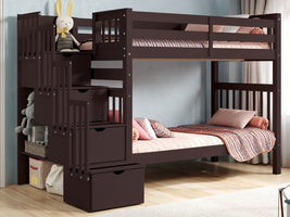 This Tall Twin over Twin Stairway Bunk Bed in Dark Cherry will look great in your Home