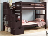 This Tall Twin over Twin Stairway Bunk Bed in Dark Cherry will look great in your Home