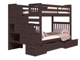 Bunk Bed Tall Twin over Twin Stairway with 2 Under Bed Drawers in Dark Cherry for only $898

