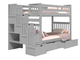 Bunk Bed Tall Twin over Twin Stairway with 2 Under Bed Drawers in Gray for only $898
