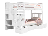 Bunk Bed Tall Twin over Twin Stairway with 2 Under Bed Drawers in White for only $998
