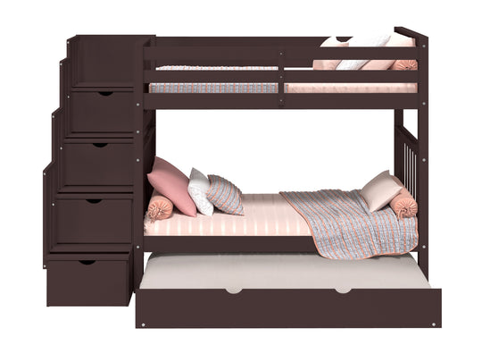 Traditional dark cherry stained finish detail on the BK161 bunk bed