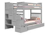 Bunk Bed Tall Twin over Twin Stairway with a Twin Trundle in Gray for only $898