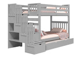 Bunk Bed Tall Twin over Twin Stairway with a Twin Trundle in Gray for only $698