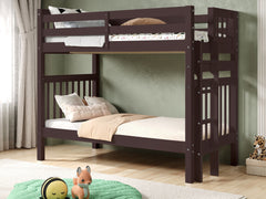 This Tall Twin over Twin Bunk Bed in Dark Cherry will look great in your child's bedroom