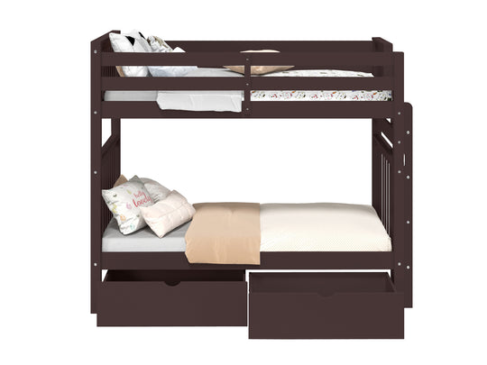 Traditional dark cherry stained finish detail on the BK161EL bunk bed