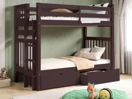 Dark Cherry BK161EL bunk bed can be separated into two twin beds