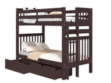 Bunk Bed Tall Twin over Twin End Ladder in Dark Cherry with 2 Drawers for only $599