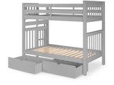 Tall Twin over Twin Bunk Bed Gray with End Ladder and Drawers