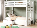 This Tall Twin over Twin Bunk Bed in White with 2 Under Bed Drawers will look great in your child's bedroom