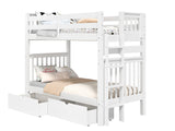 Bunk Bed Tall Twin over Twin End Ladder in White with 2 Drawers for only $599