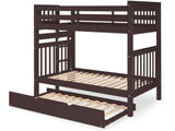 Tall Twin over Twin Bunk Bed Dark Cherry with End Ladder and Trundle