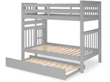 Tall Twin over Twin Bunk Bed Gray with End Ladder and Trundle